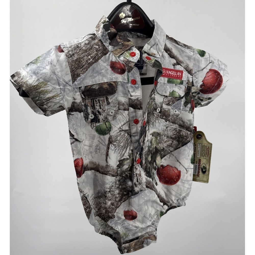 NWT Magellan Mossy Oak 6-9 Months Short Sleeve Holiday Fishing One Piece W/Snaps